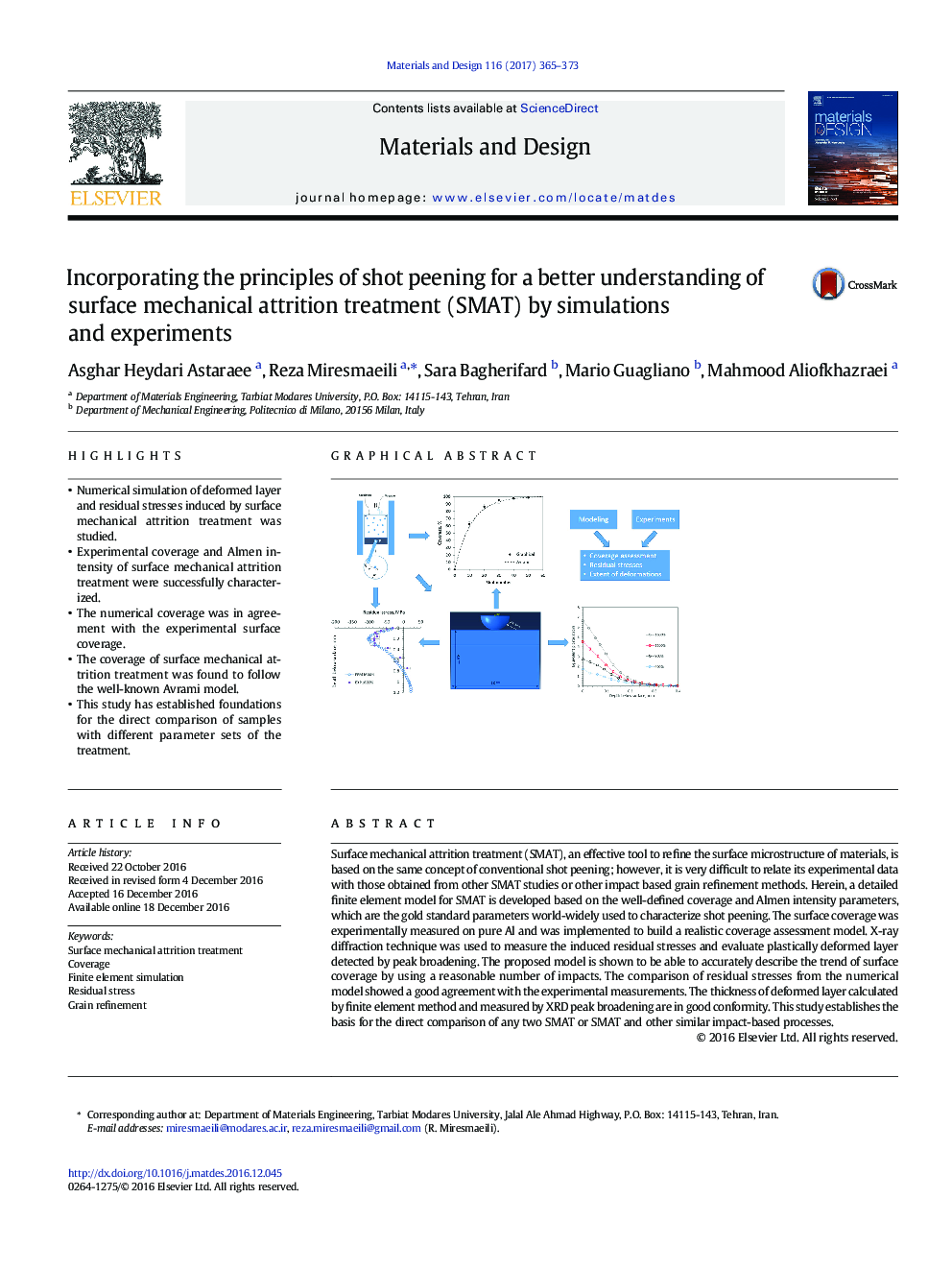 Incorporating the principles of shot peening for a better understanding of surface mechanical attrition treatment (SMAT) by simulations and experiments