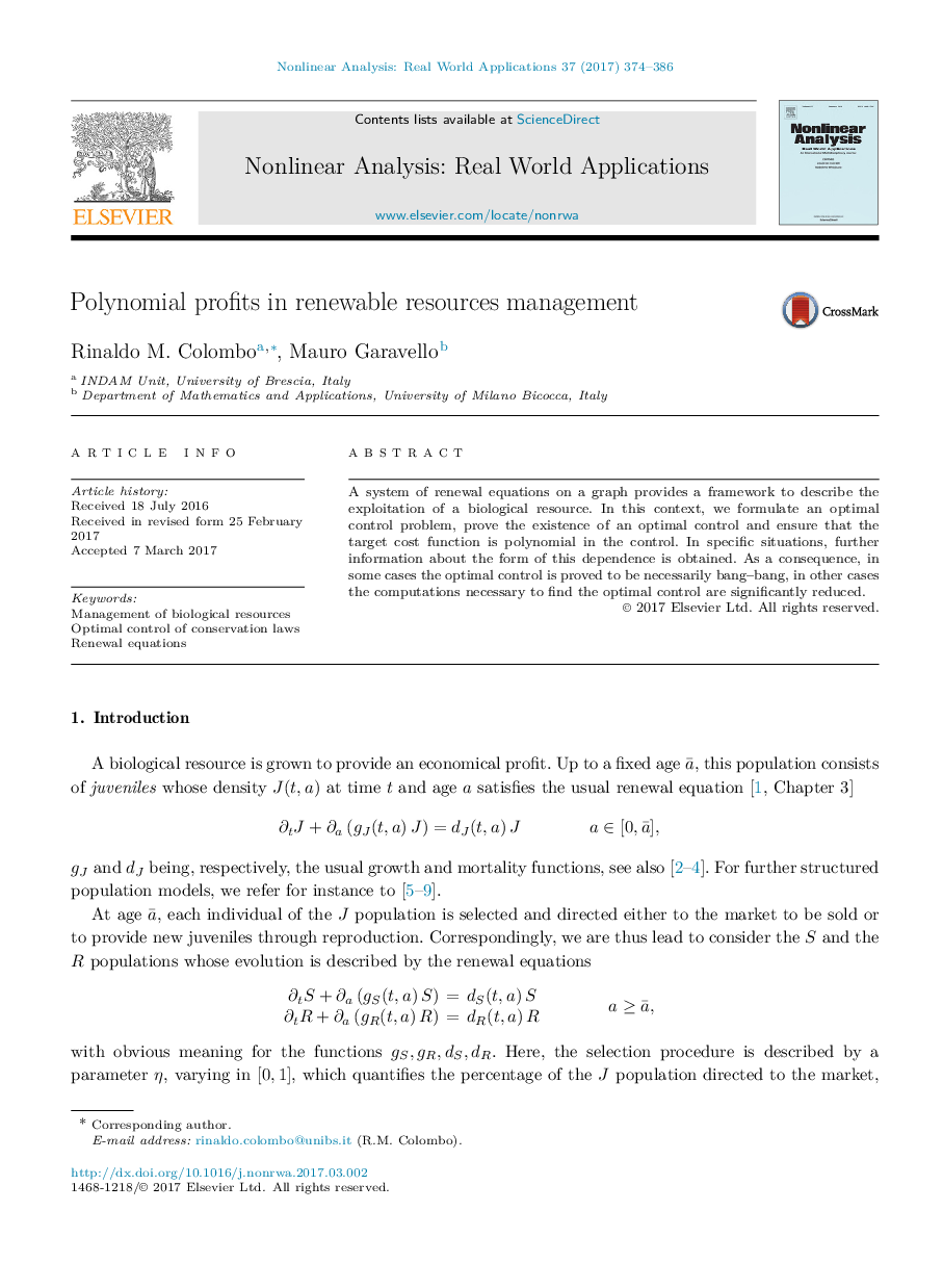 Polynomial profits in renewable resources management