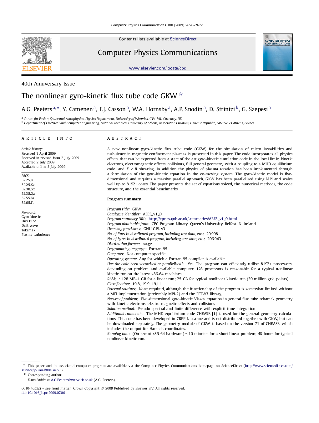 The nonlinear gyro-kinetic flux tube code GKW 