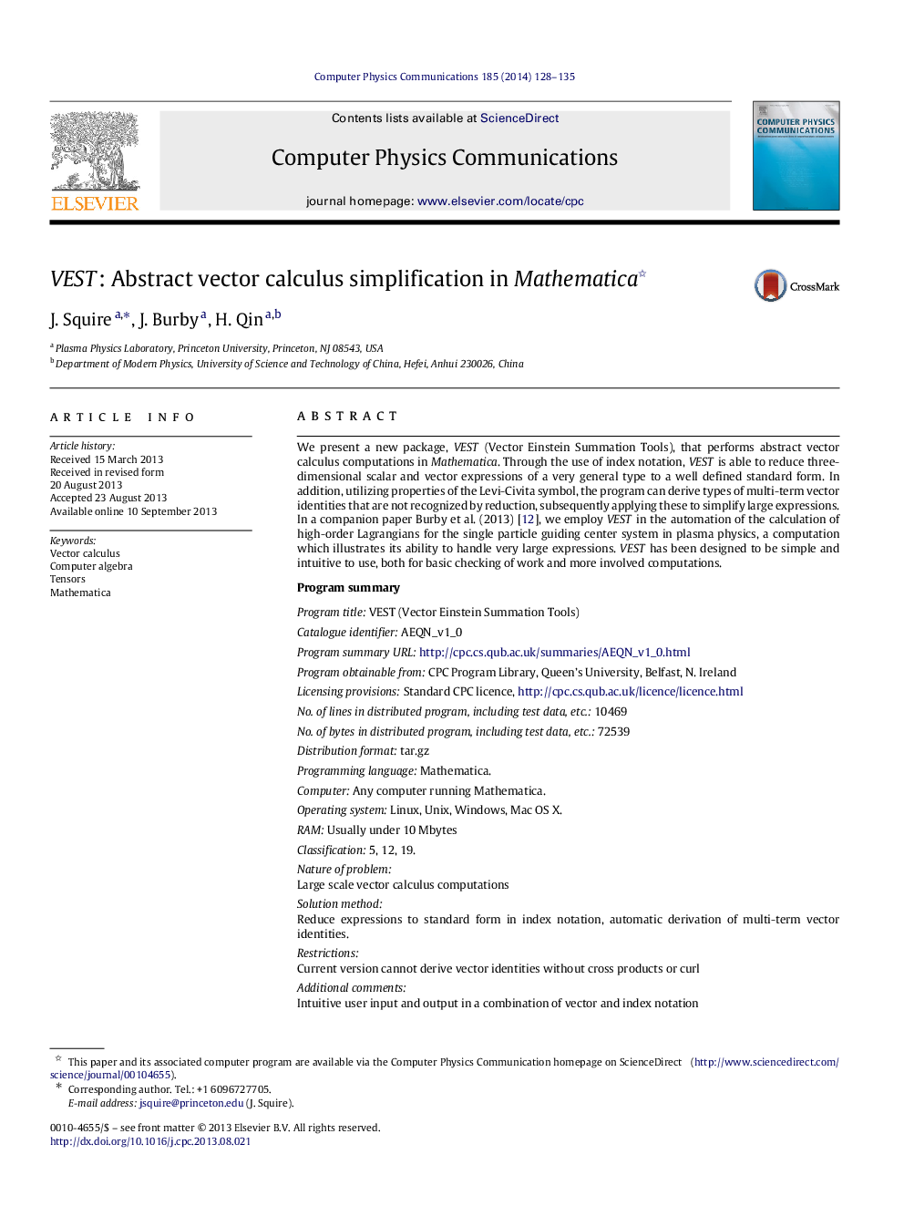 VEST: Abstract vector calculus simplification in Mathematica 