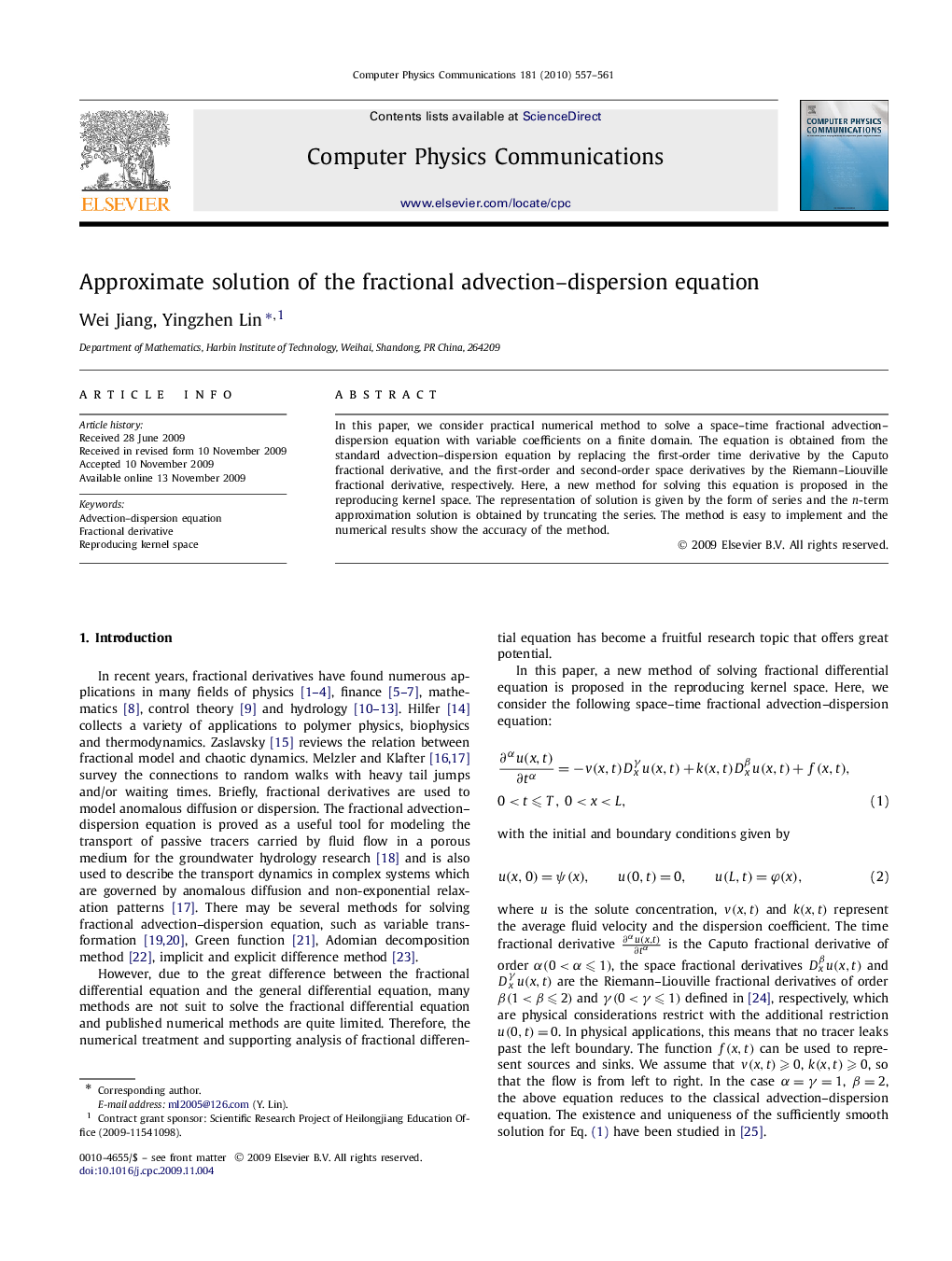 Approximate solution of the fractional advection–dispersion equation