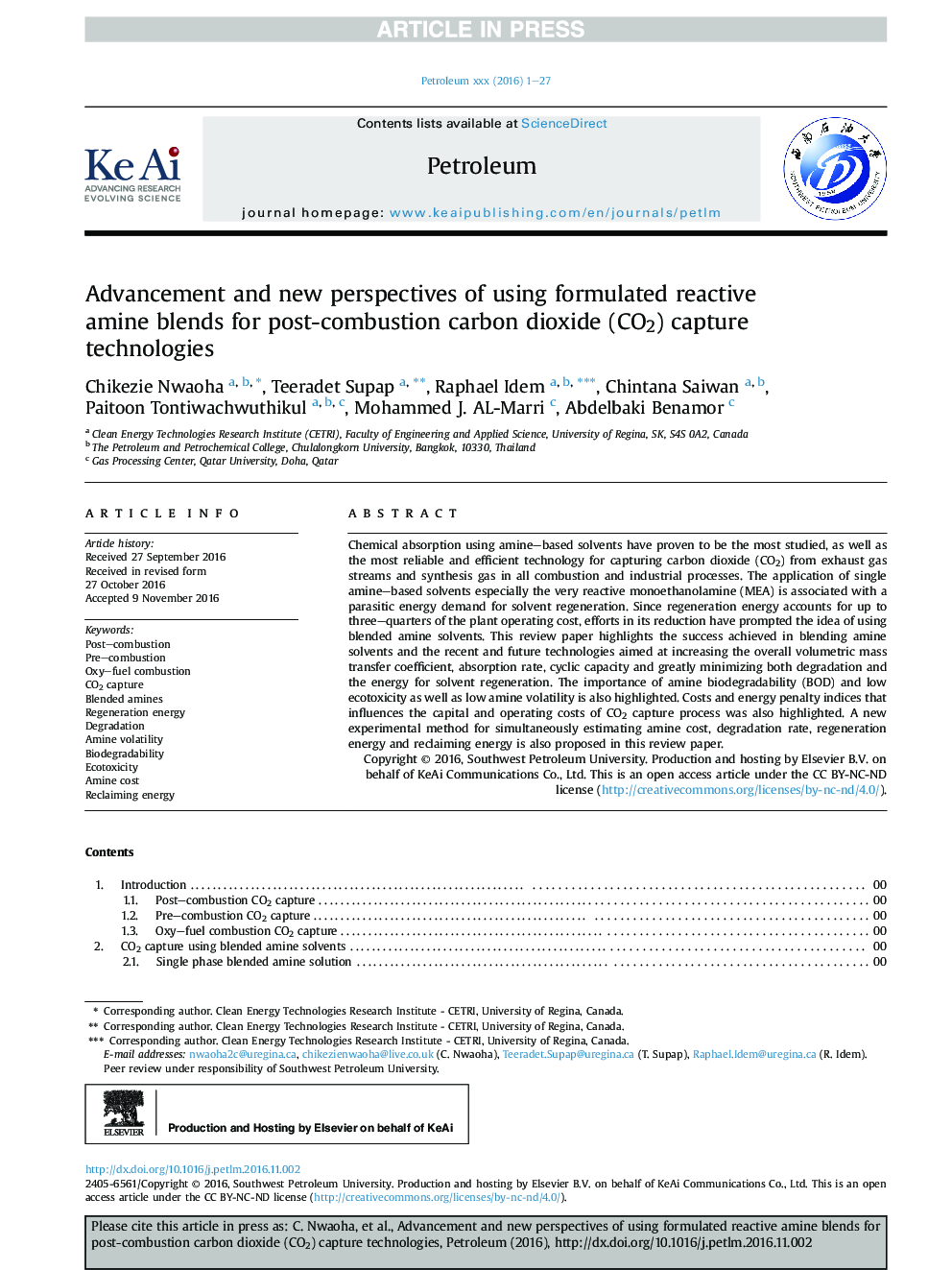 Advancement and new perspectives of using formulated reactive amine blends for post-combustion carbon dioxide (CO2) capture technologies