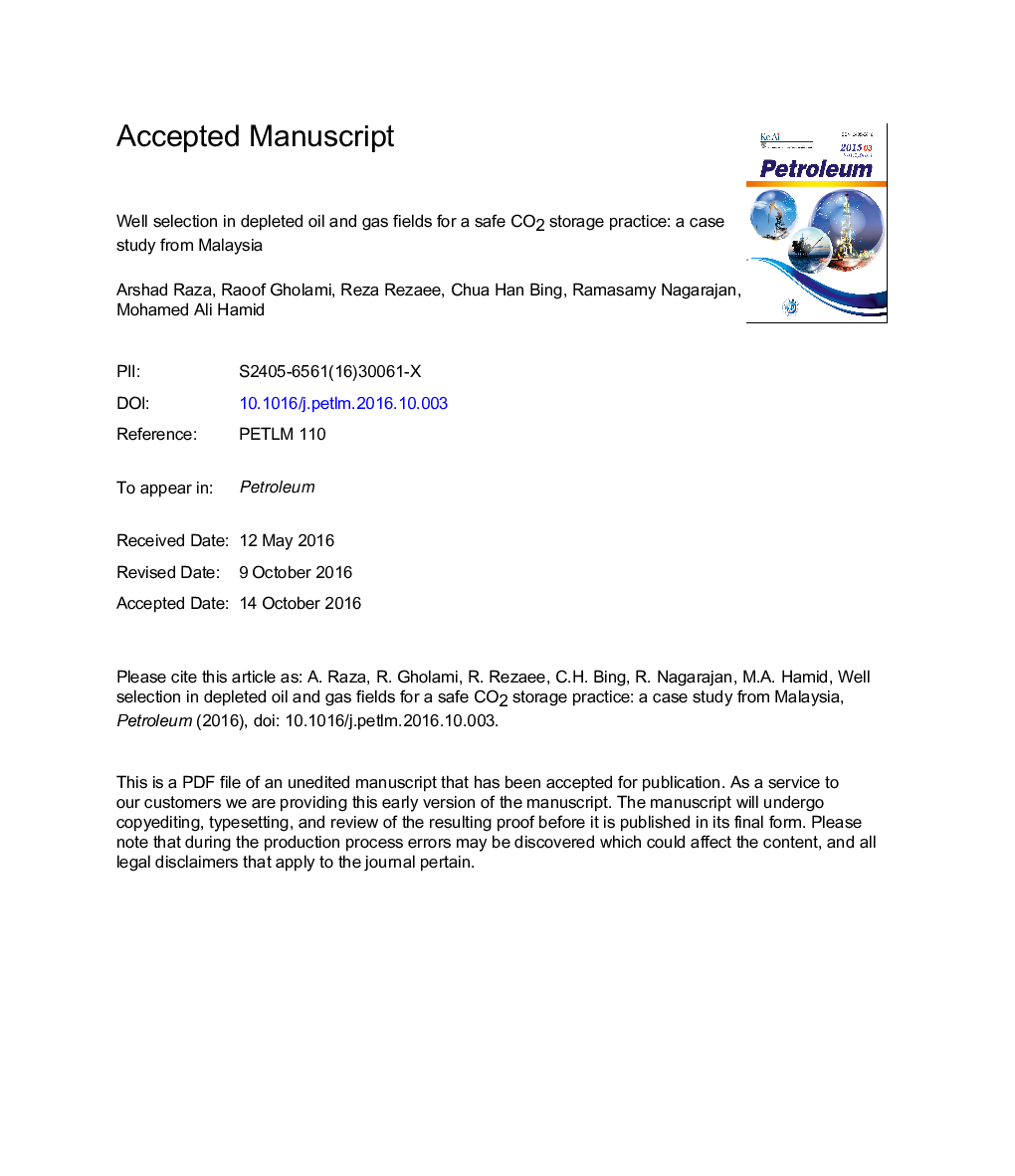 Well selection in depleted oil and gas fields for a safe CO2 storage practice: A case study from Malaysia