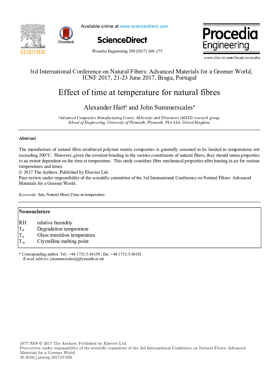 Effect of time at temperature for natural fibres