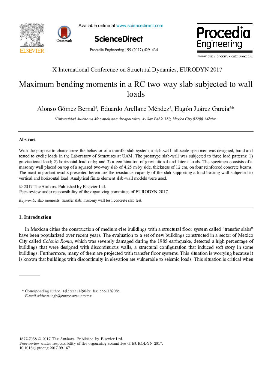 Maximum bending moments in a RC two-way slab subjected to wall loads