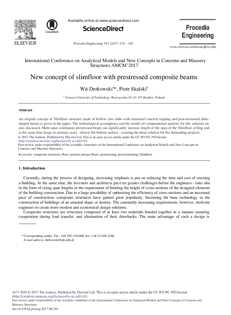 New Concept of Slimfloor with Prestressed Composite Beams