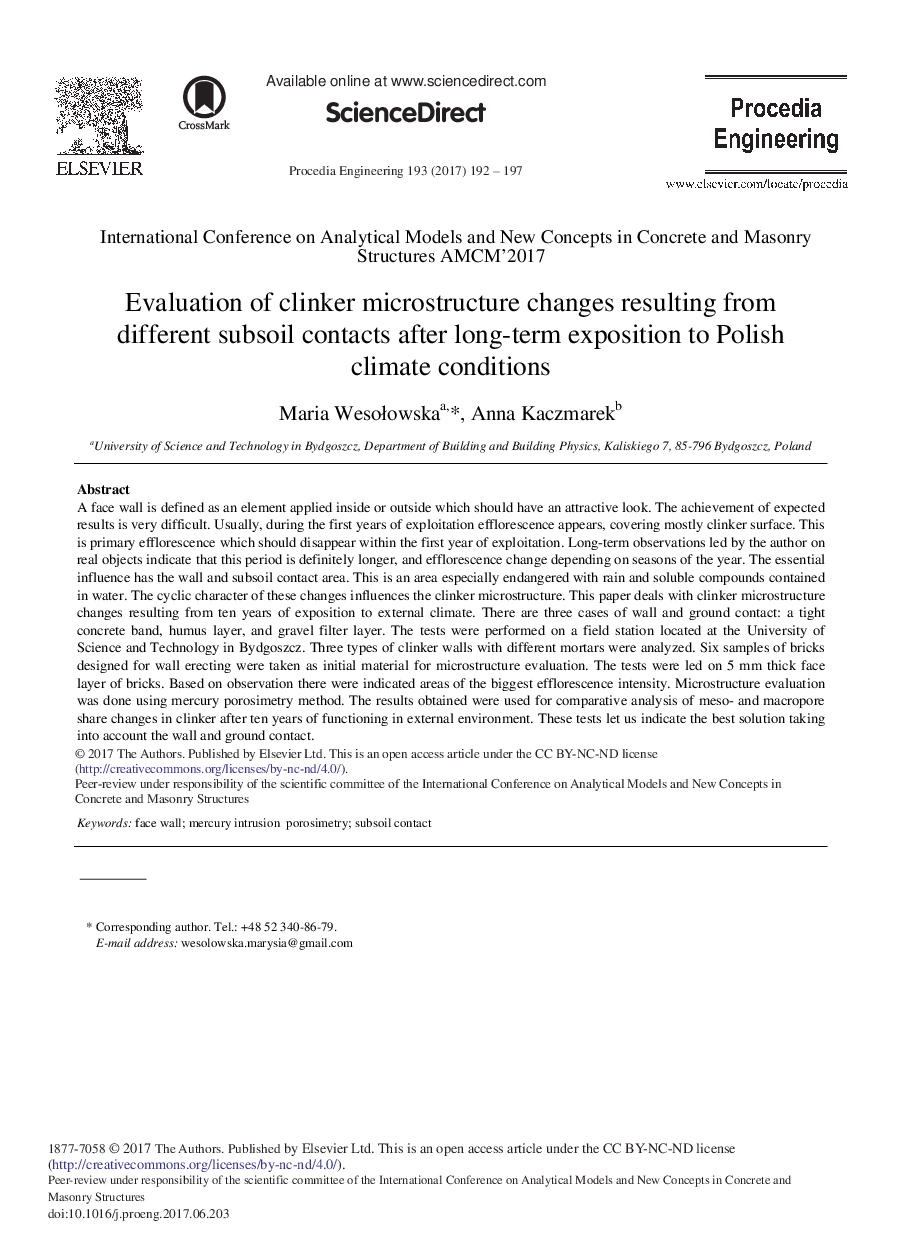 Evaluation of Clinker Microstructure Changes Resulting from Different Subsoil Contacts After Long-term Exposition to Polish Climate Conditions