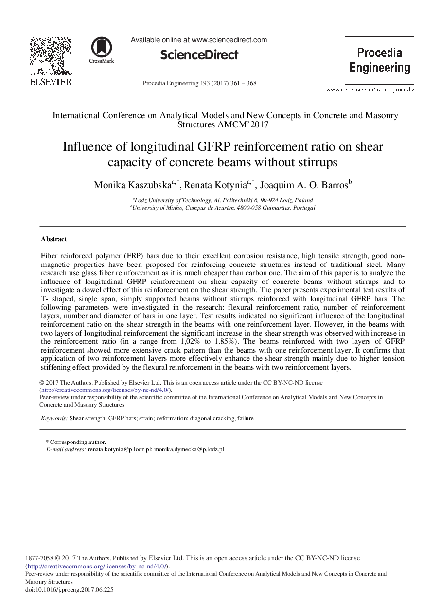 Influence of Longitudinal GFRP Reinforcement Ratio on Shear Capacity of Concrete Beams without Stirrups