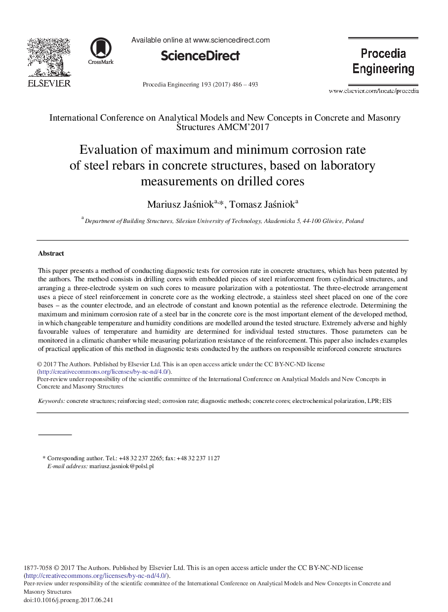 Evaluation of Maximum and Minimum Corrosion Rate of Steel Rebars in Concrete Structures, Based on Laboratory Measurements on Drilled Cores