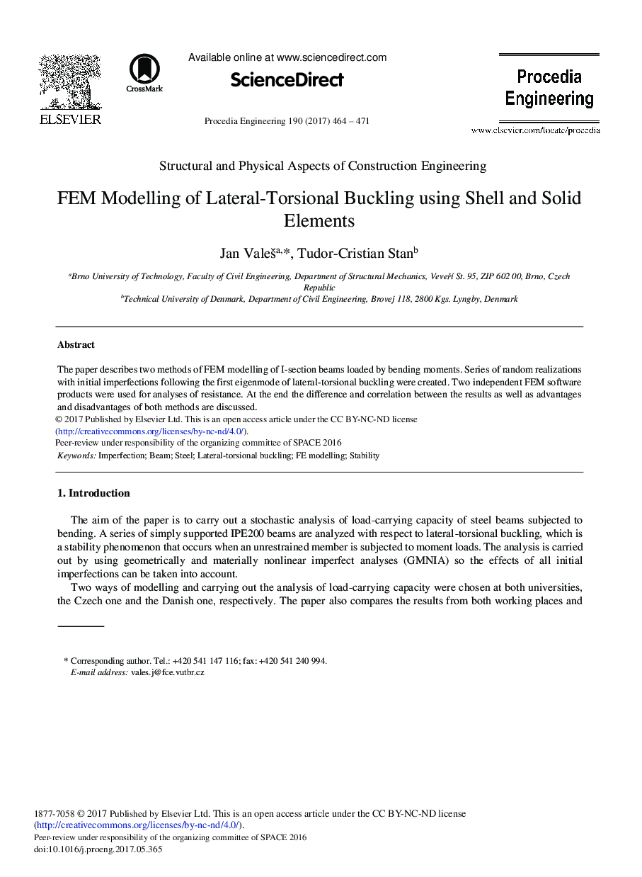 FEM Modelling of Lateral-Torsional Buckling Using Shell and Solid Elements