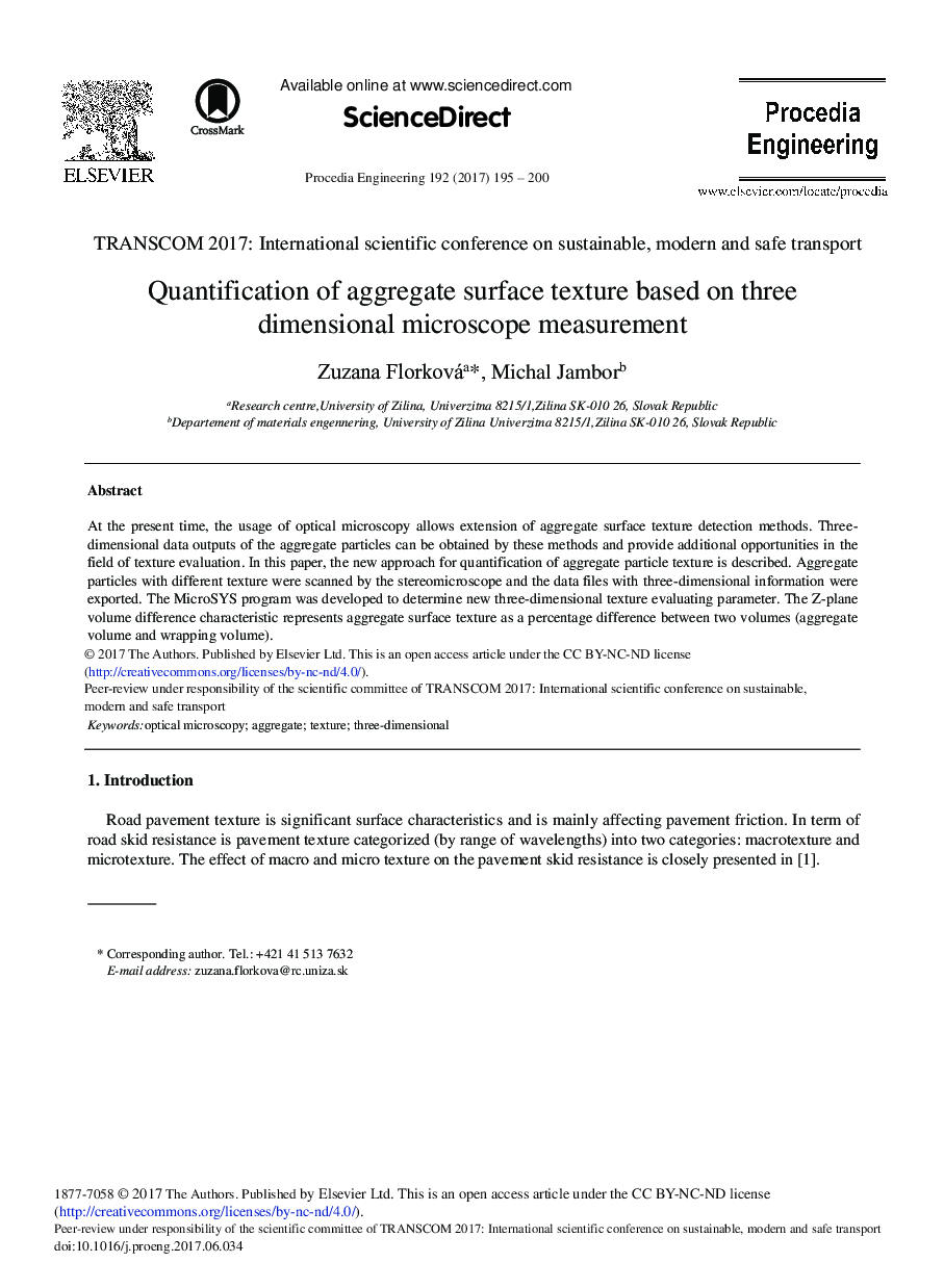 Quantification of Aggregate Surface Texture Based on Three Dimensional Microscope Measurement