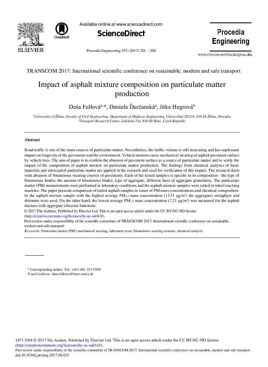 Impact of Asphalt Mixture Composition on Particulate Matter Production