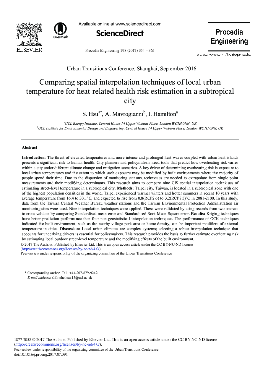 Comparing Spatial Interpolation Techniques of Local Urban Temperature for Heat-related Health Risk Estimation in a Subtropical City
