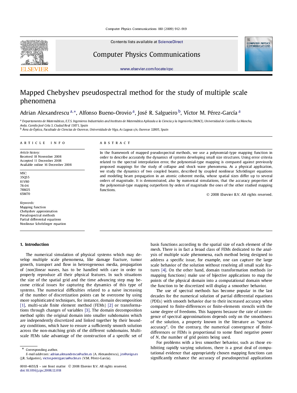 Mapped Chebyshev pseudospectral method for the study of multiple scale phenomena