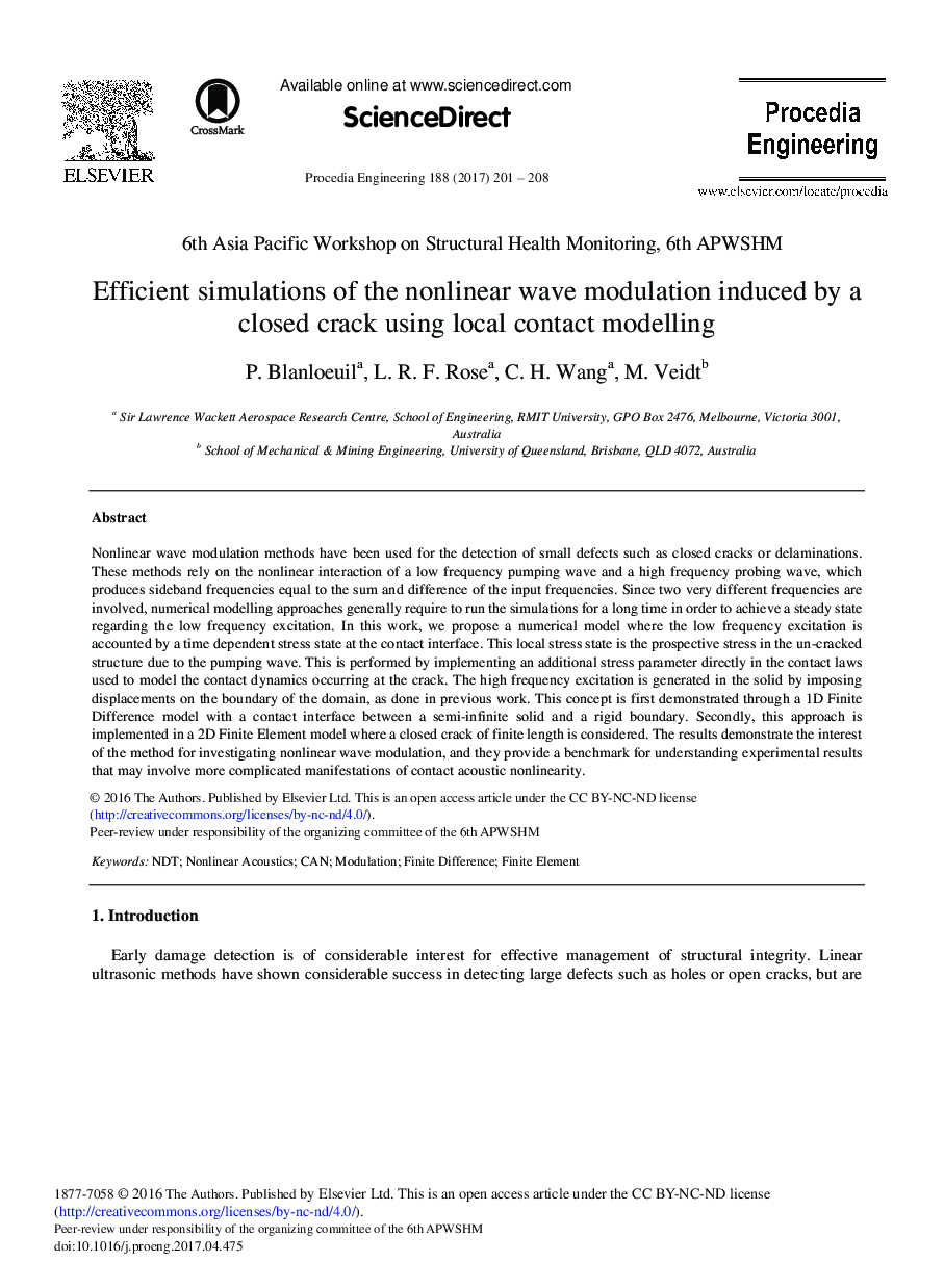 Efficient Simulations of the Nonlinear Wave Modulation Induced by a Closed Crack Using Local Contact Modelling