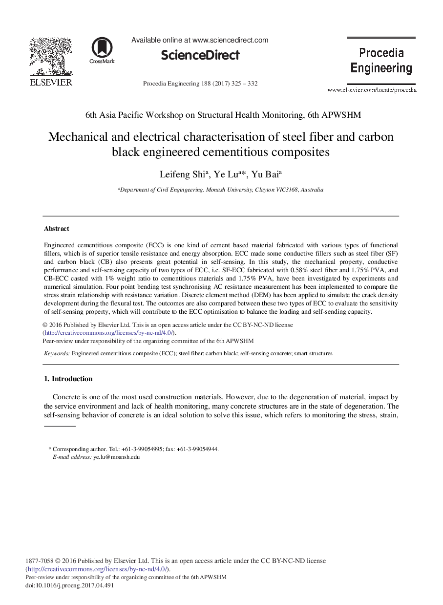 Mechanical and Electrical Characterisation of Steel Fiber and Carbon Black Engineered Cementitious Composites