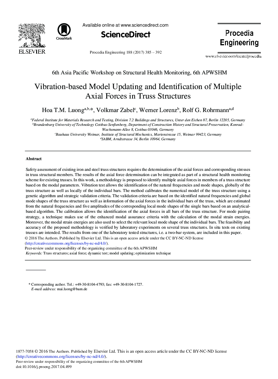 Vibration-based Model Updating and Identification of Multiple Axial Forces in Truss Structures