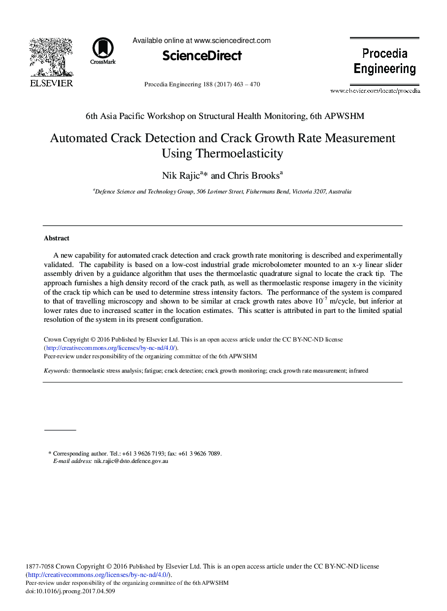 Automated Crack Detection and Crack Growth Rate Measurement Using Thermoelasticity