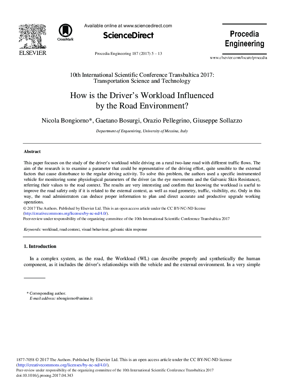 How is the Driver's Workload Influenced by the Road Environment?