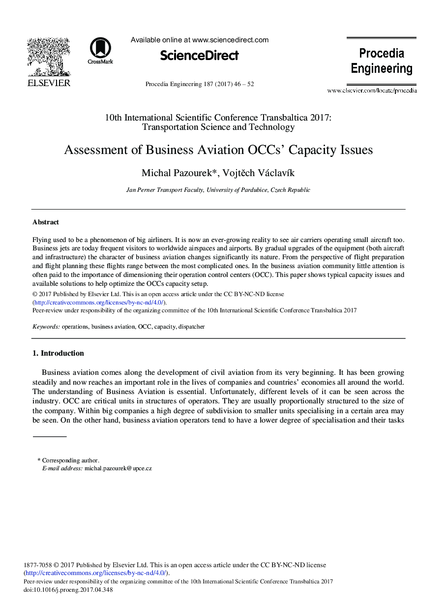 Assessment of Business Aviation OCCs' Capacity Issues