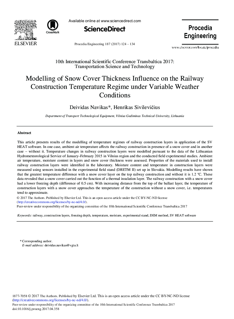 Modelling of Snow Cover Thickness Influence on the Railway Construction Temperature Regime under Variable Weather Conditions