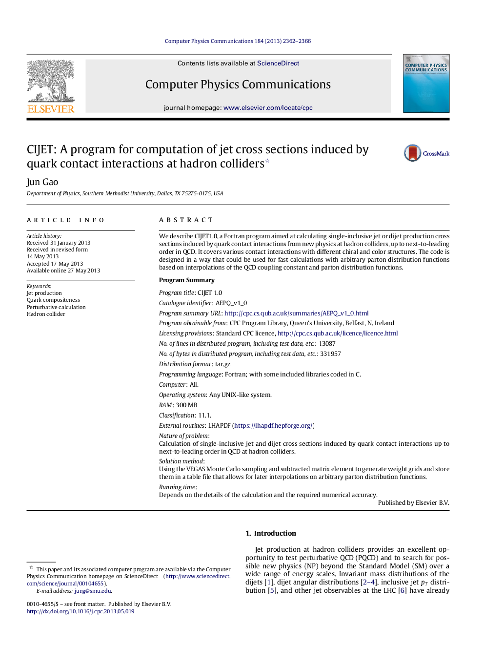 CIJET: A program for computation of jet cross sections induced by quark contact interactions at hadron colliders 