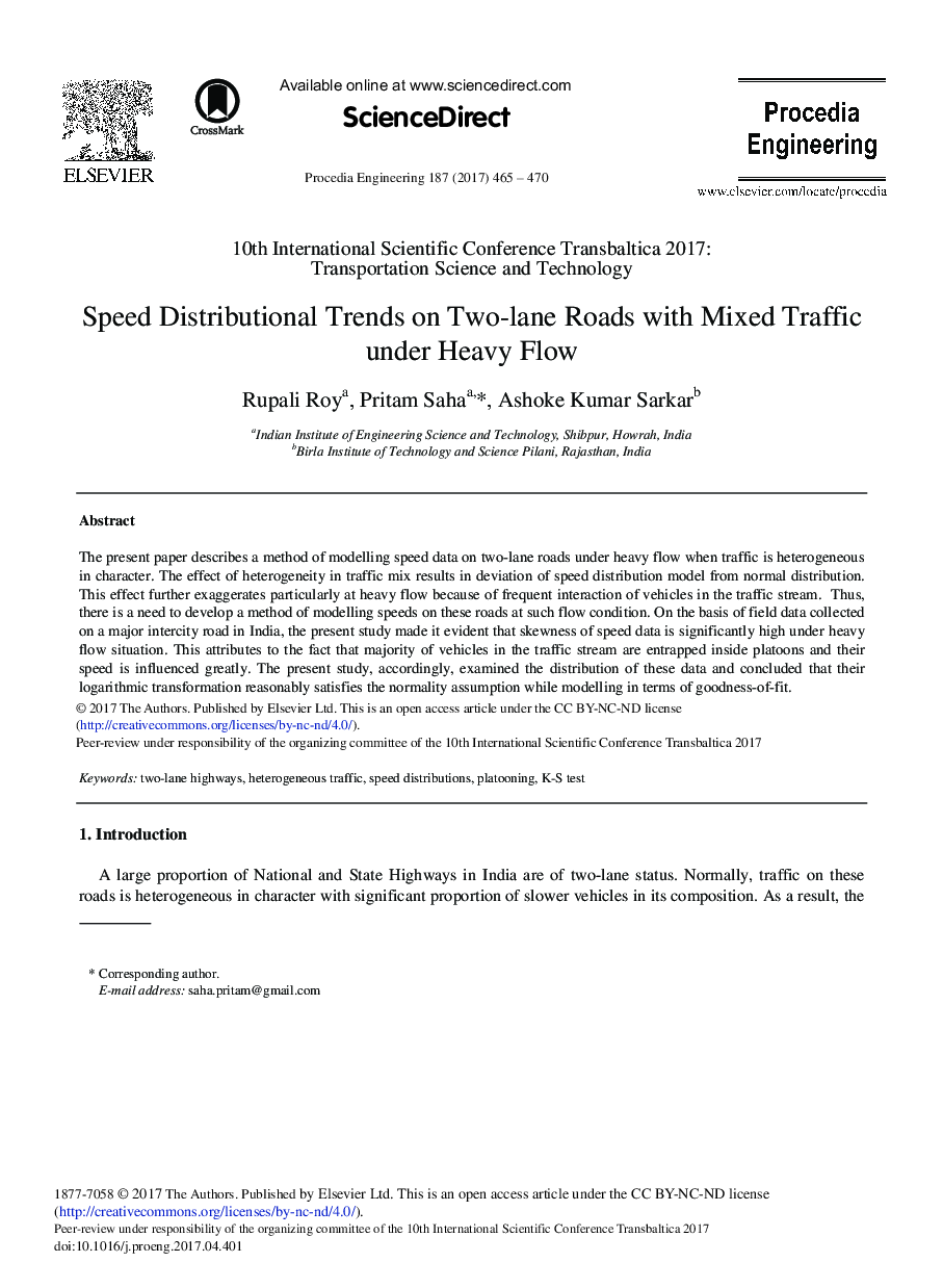 Speed Distributional Trends on Two-lane Roads with Mixed Traffic under Heavy Flow