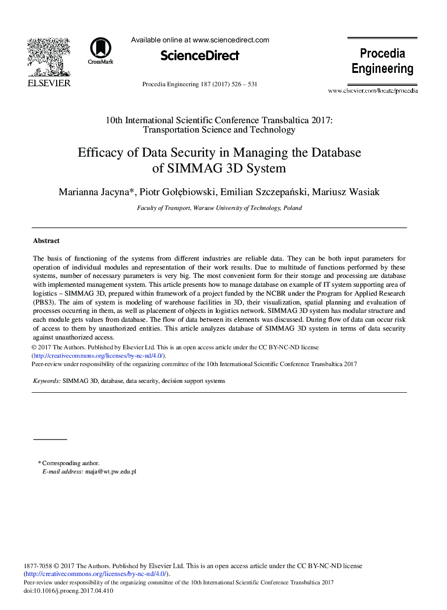 Efficacy of Data Security in Managing the Database of SIMMAG 3D System