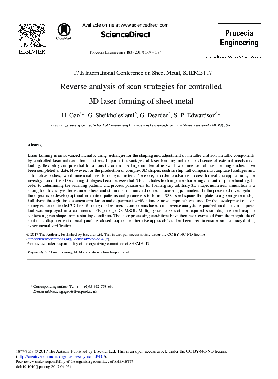 Reverse Analysis of Scan Strategies for Controlled 3D Laser Forming of Sheet Metal