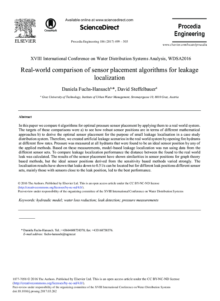 Real-world Comparison of Sensor Placement Algorithms for Leakage Localization