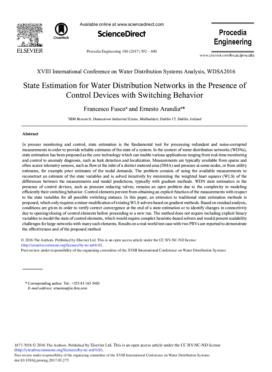 State Estimation for Water Distribution Networks in the Presence of Control Devices with Switching Behavior