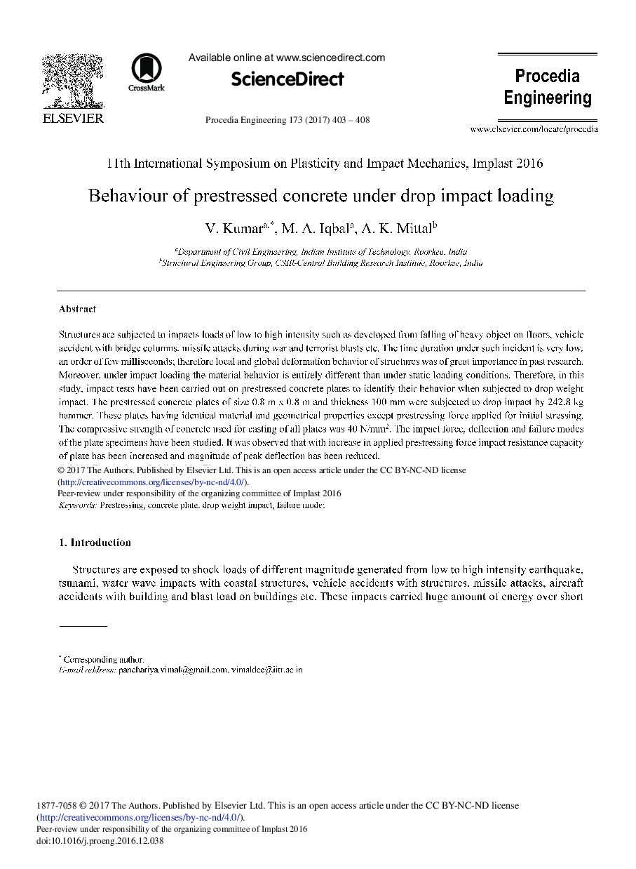 Behaviour of Prestressed Concrete Under Drop Impact Loading