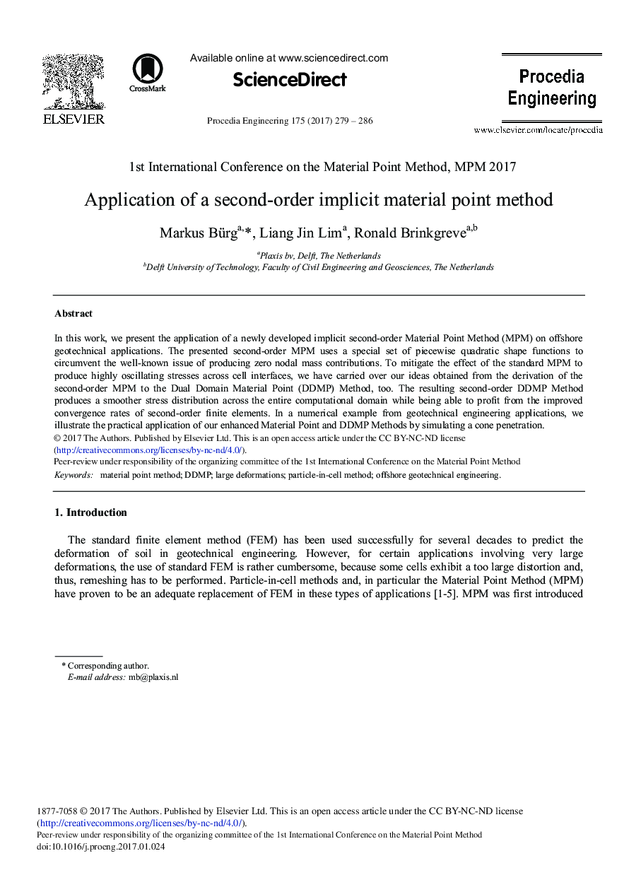 Application of a Second-order Implicit Material Point Method