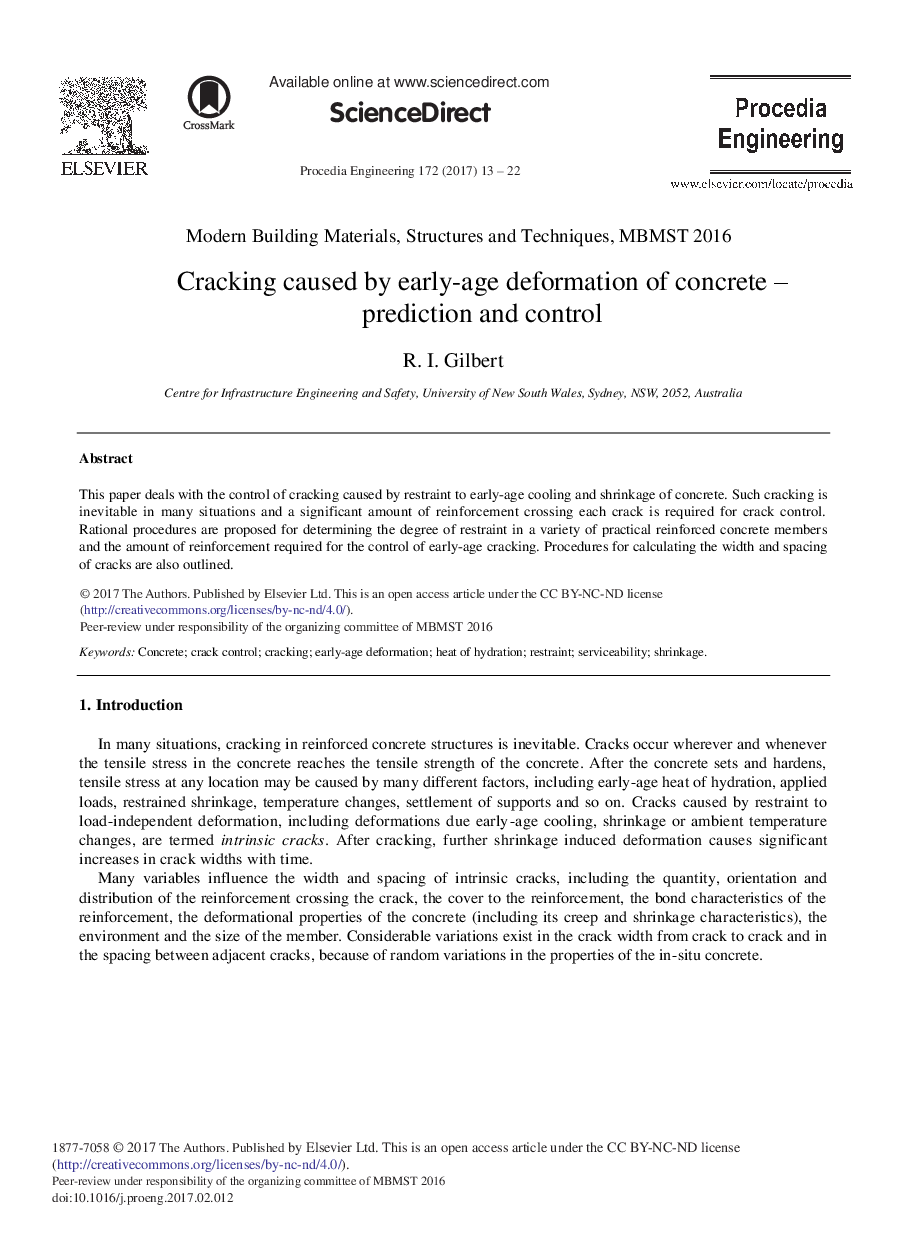 Cracking Caused by Early-age Deformation of Concrete - Prediction and Control