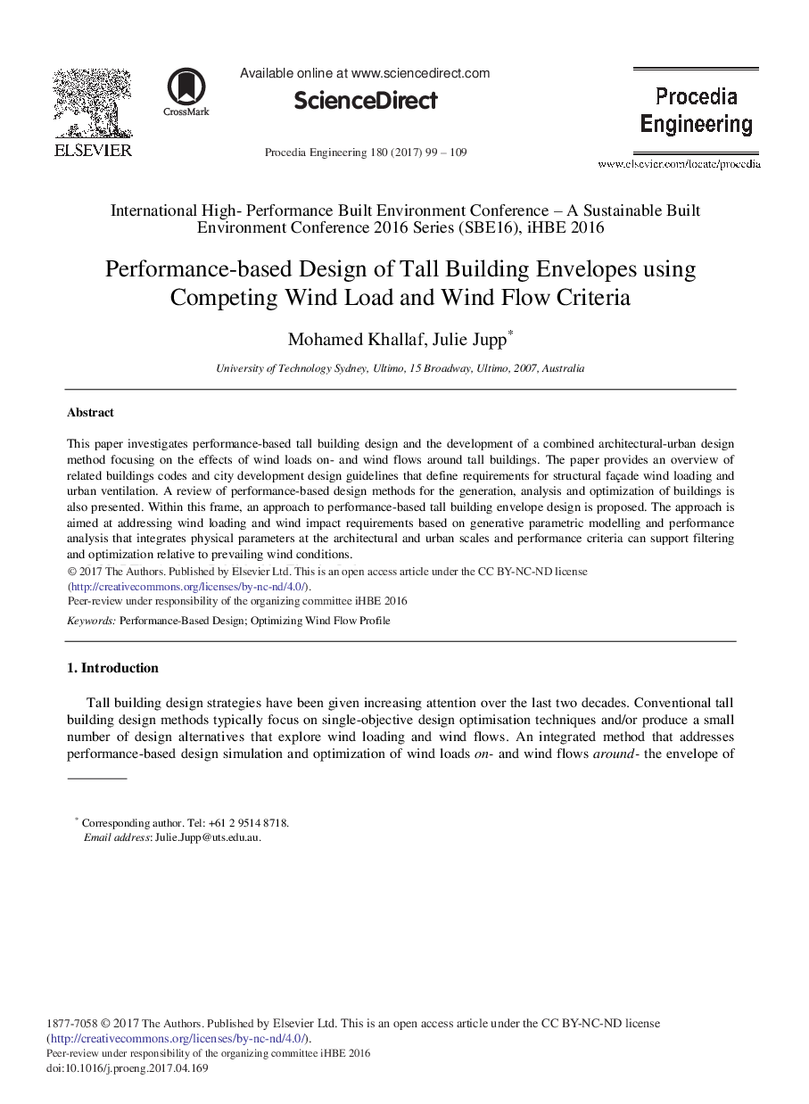 Performance-based Design of Tall Building Envelopes using Competing Wind Load and Wind Flow Criteria