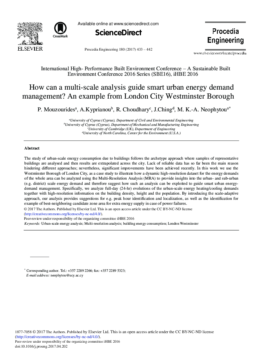 How can a Multi-scale Analysis Guide Smart Urban Energy Demand Management? An Example from London City Westminster Borough