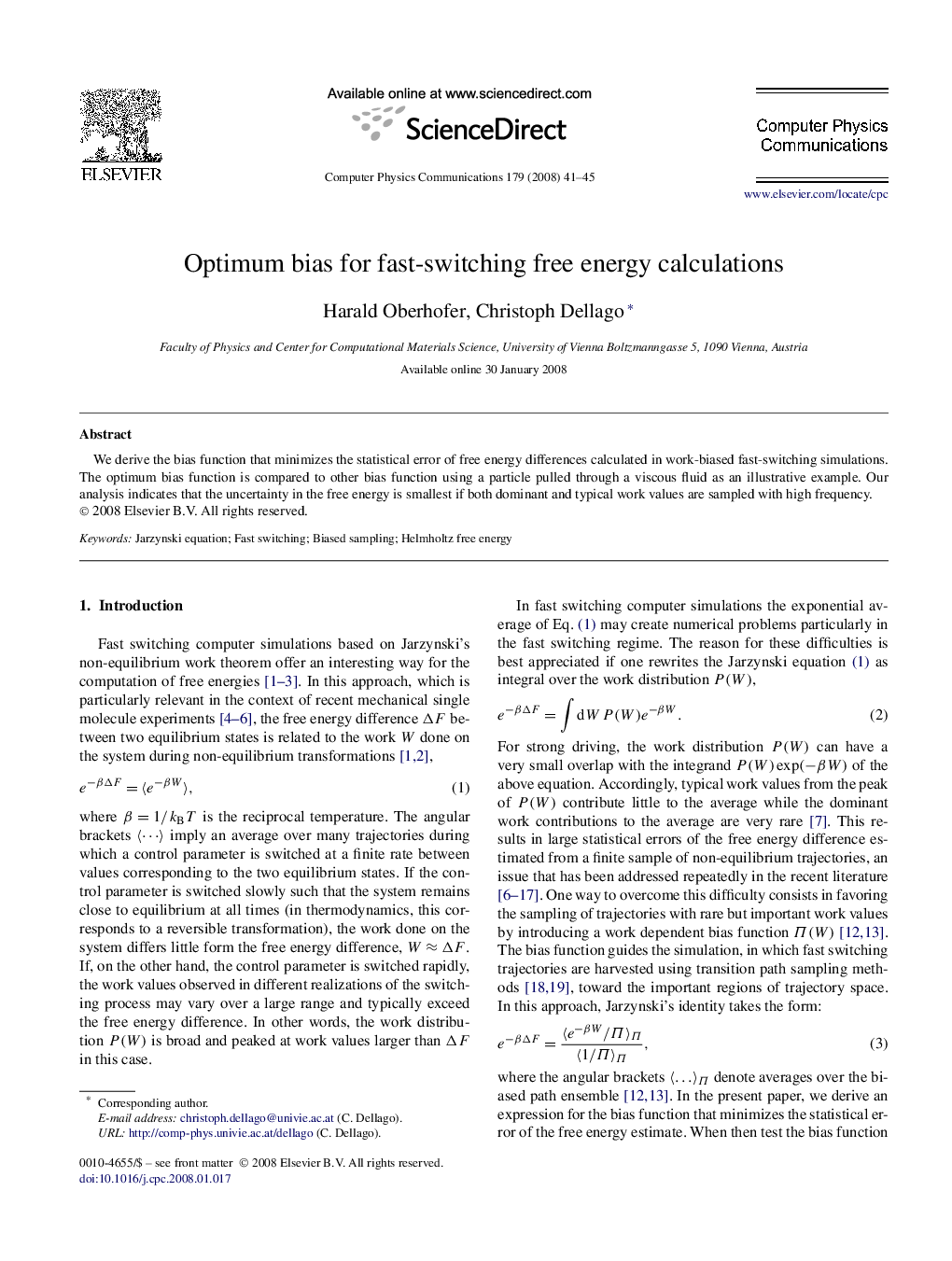 Optimum bias for fast-switching free energy calculations