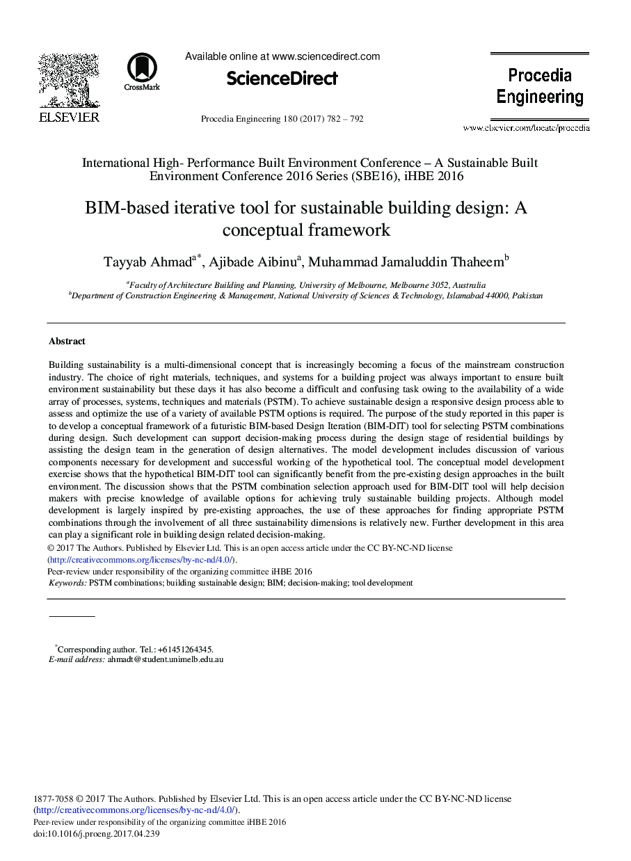 BIM-based Iterative Tool for Sustainable Building Design: A Conceptual Framework