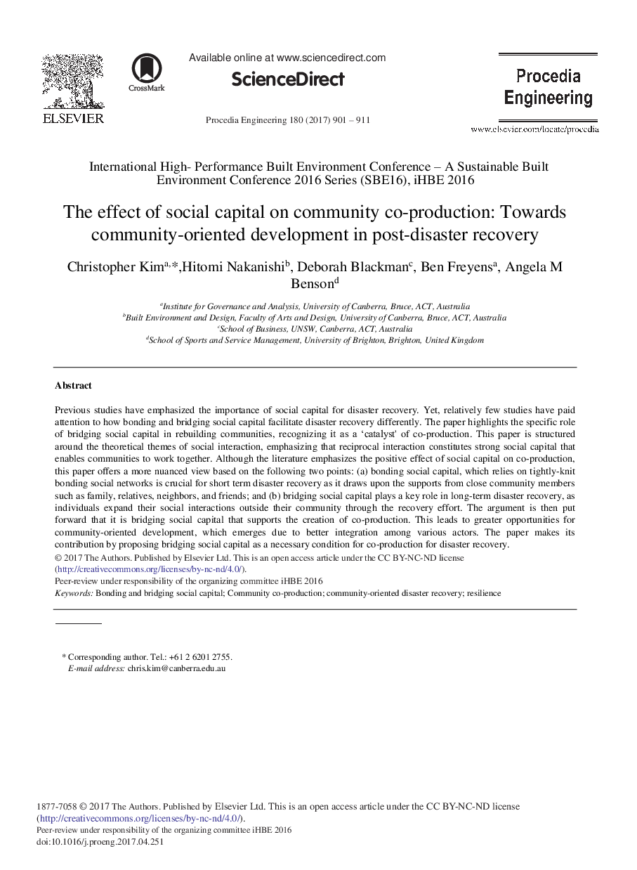 The Effect of Social Capital on Community Co-production: Towards Community-oriented Development in Post-disaster Recovery