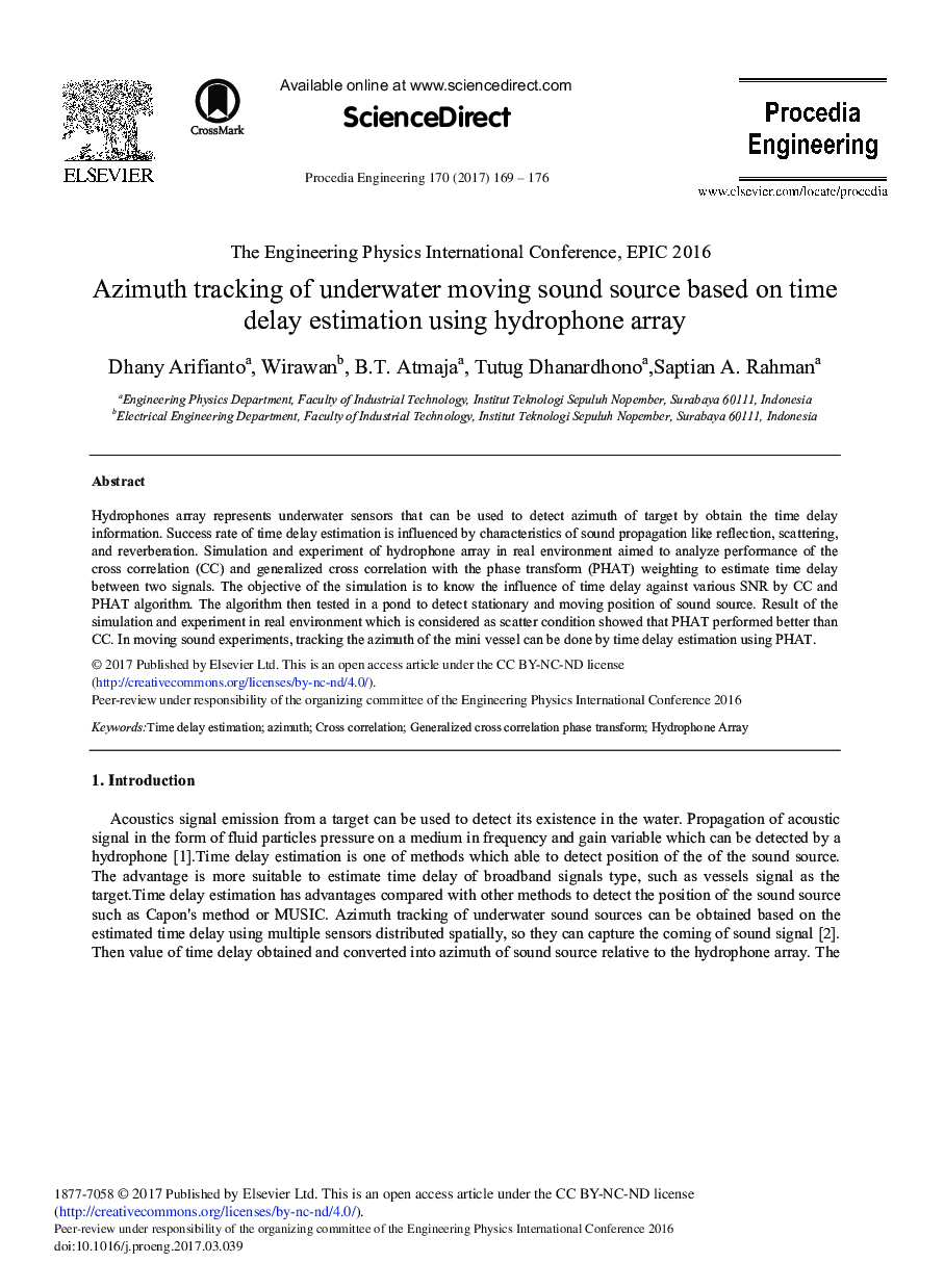 Azimuth Tracking of Underwater Moving Sound Source Based on Time Delay Estimation Using Hydrophone Array