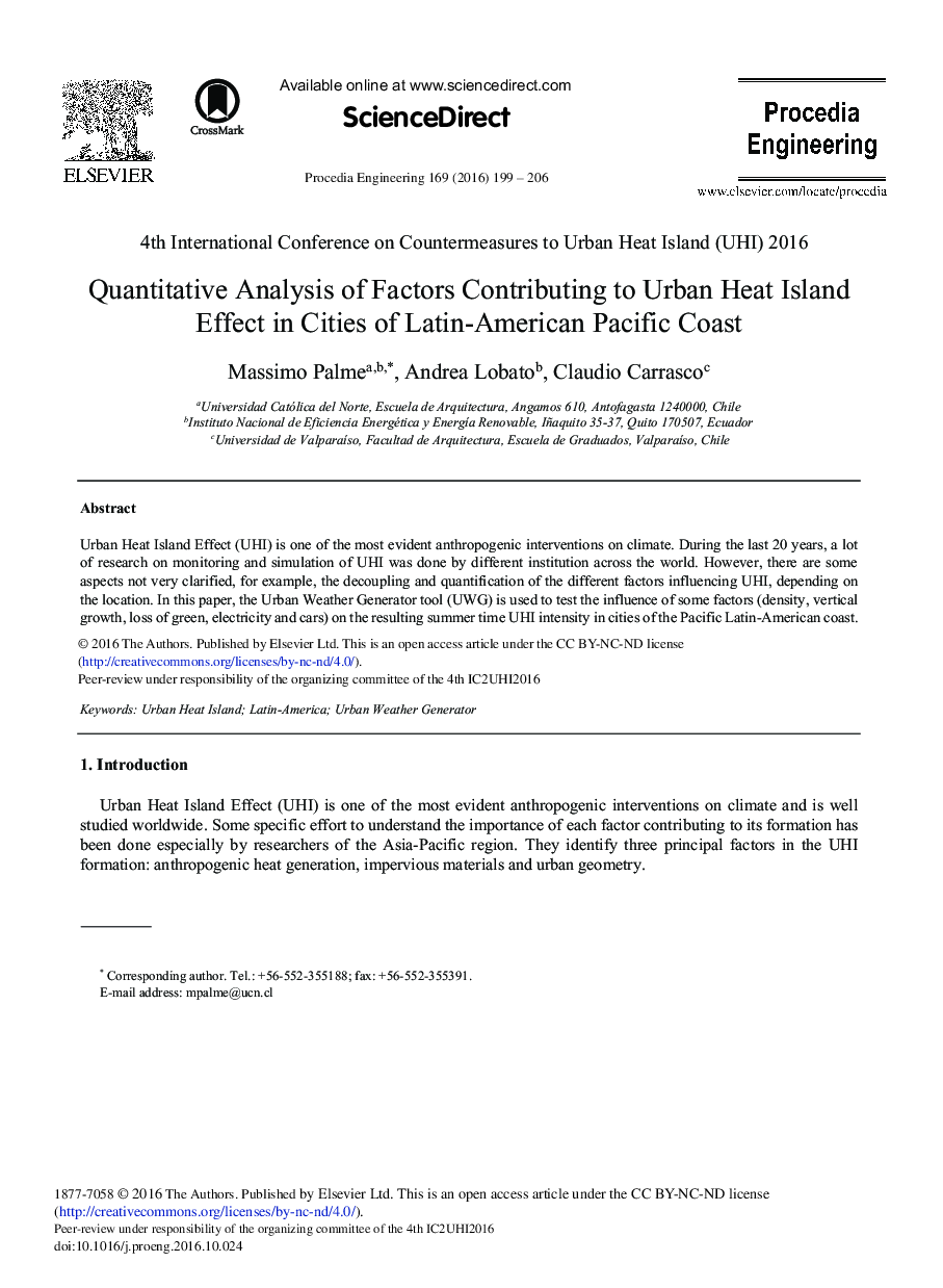 تجزیه و تحلیل کمی از عوامل موثر در اثر جزیره گرمای شهری در ساحل دریای لاتین آمریکای مرکزی ساحل عاج؟ 