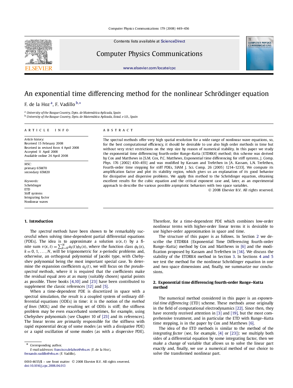 An exponential time differencing method for the nonlinear Schrödinger equation