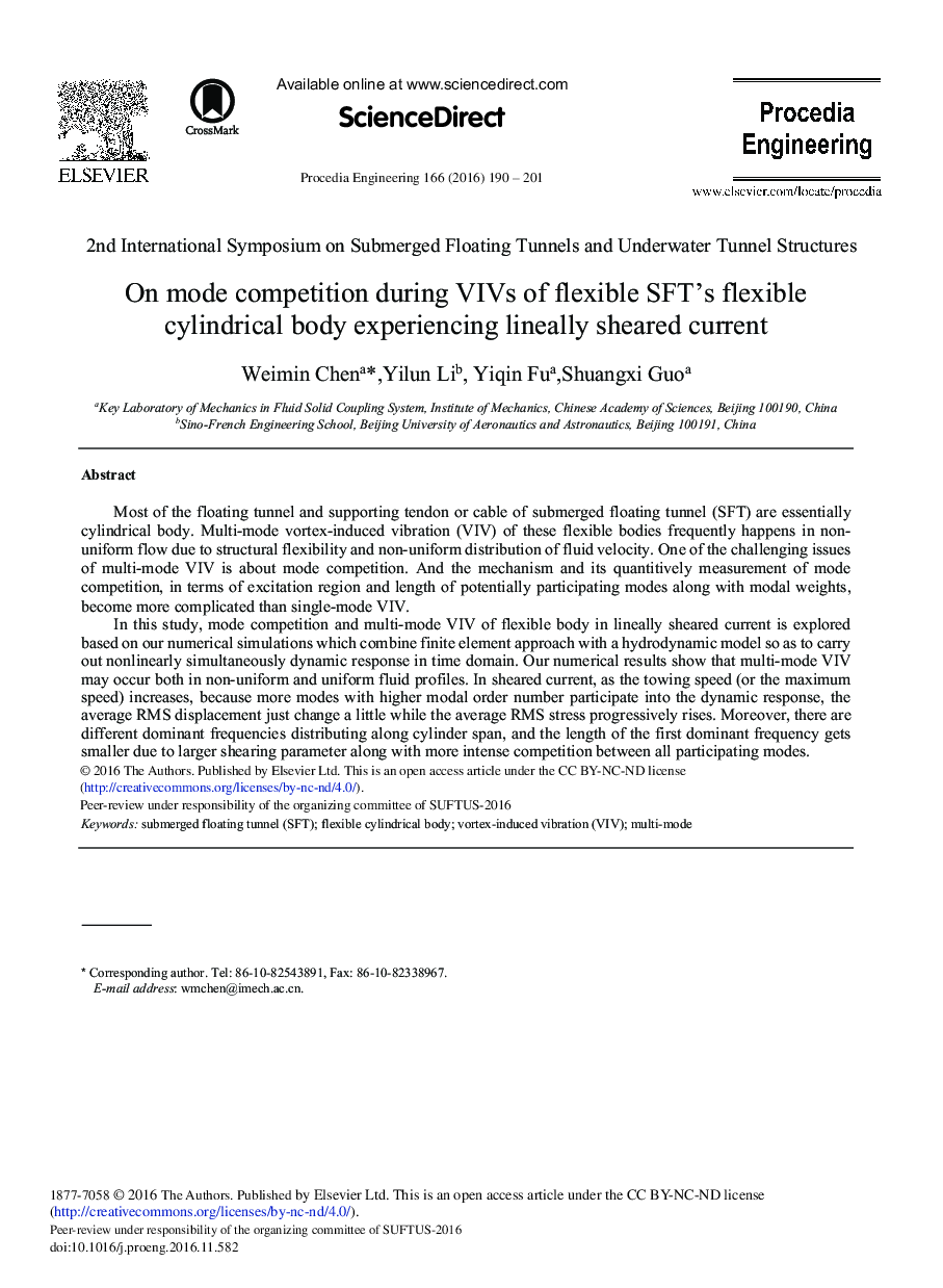 On Mode Competition During VIVs of Flexible SFT's Flexible Cylindrical Body Experiencing Lineally Sheared Current