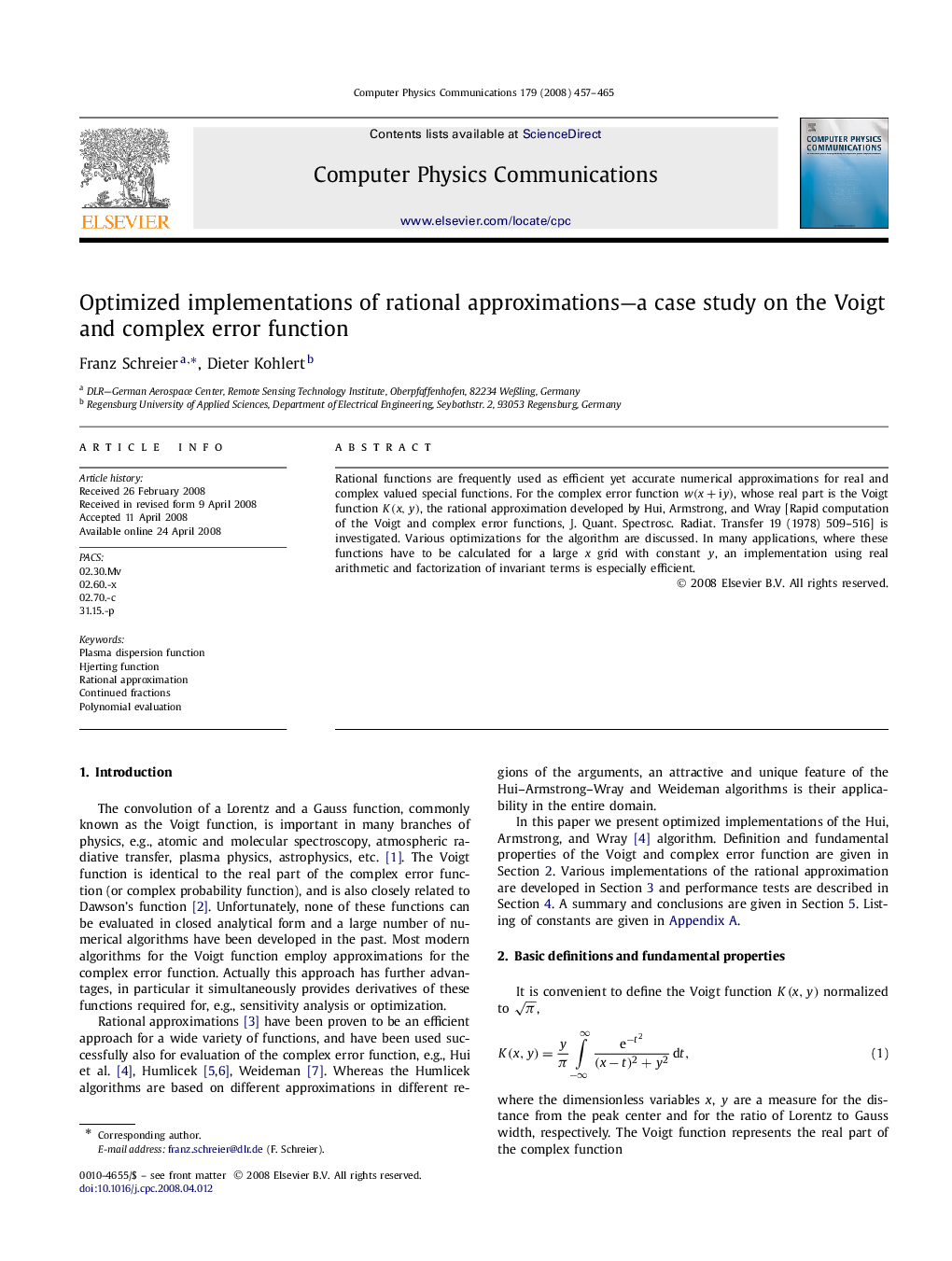 Optimized implementations of rational approximations—a case study on the Voigt and complex error function