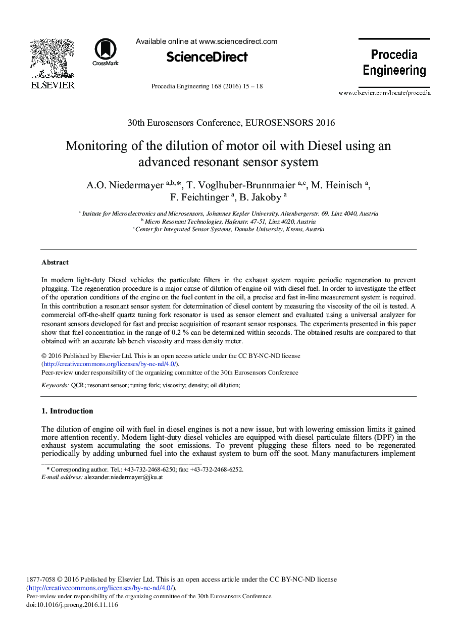 Monitoring of the Dilution of Motor Oil with Diesel Using an Advanced Resonant Sensor System