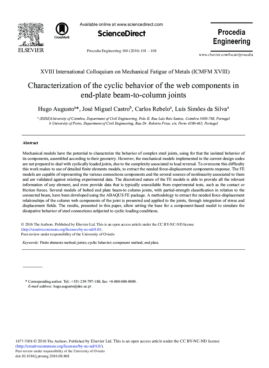 Characterization of the Cyclic Behavior of the Web Components in End-plate Beam-to-column Joints