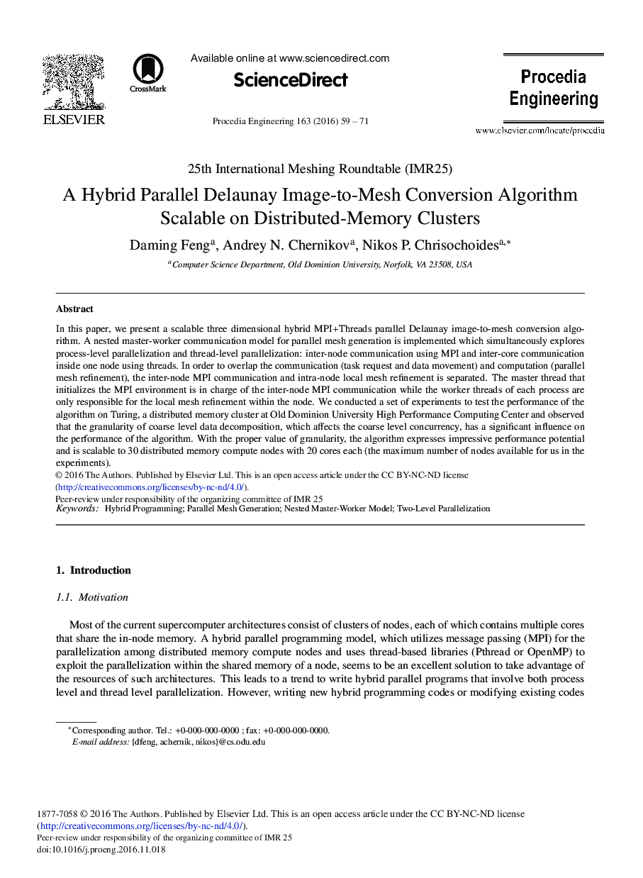 A Hybrid Parallel Delaunay Image-to-mesh Conversion Algorithm Scalable on Distributed-memory Clusters