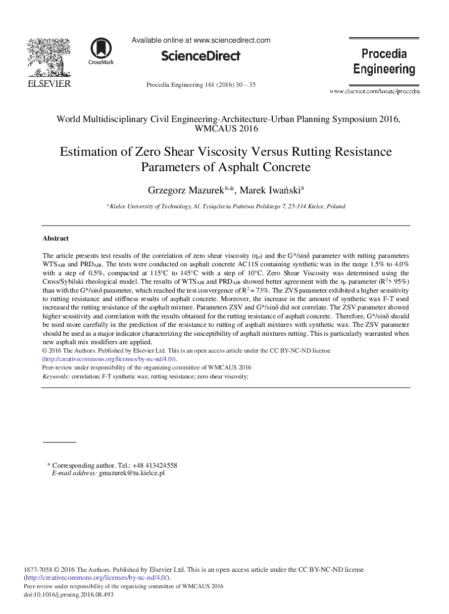 Estimation of Zero Shear Viscosity Versus Rutting Resistance Parameters of Asphalt Concrete