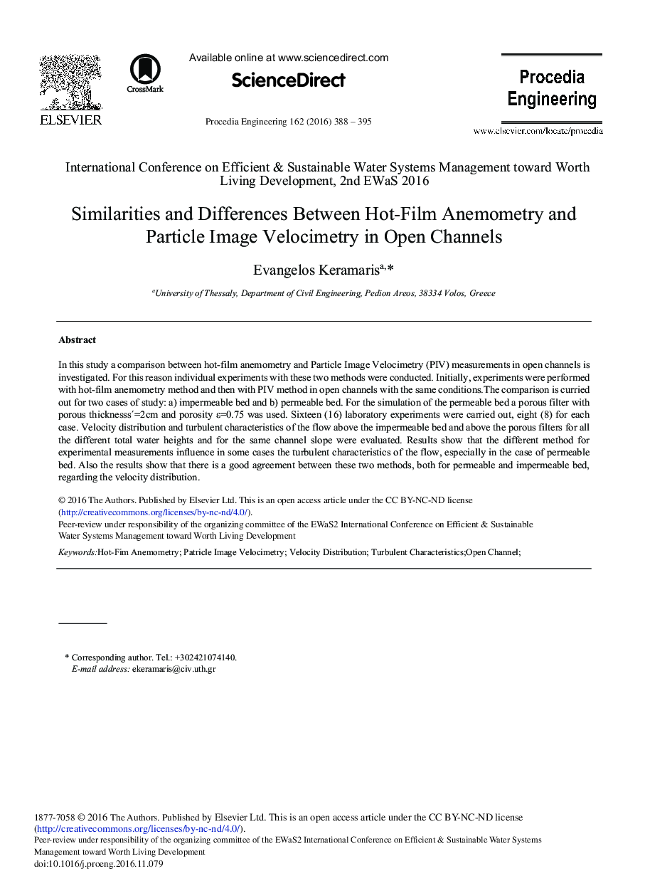 Similarities and Differences between Hot-film Anemometry and Particle Image Velocimetry in Open Channels