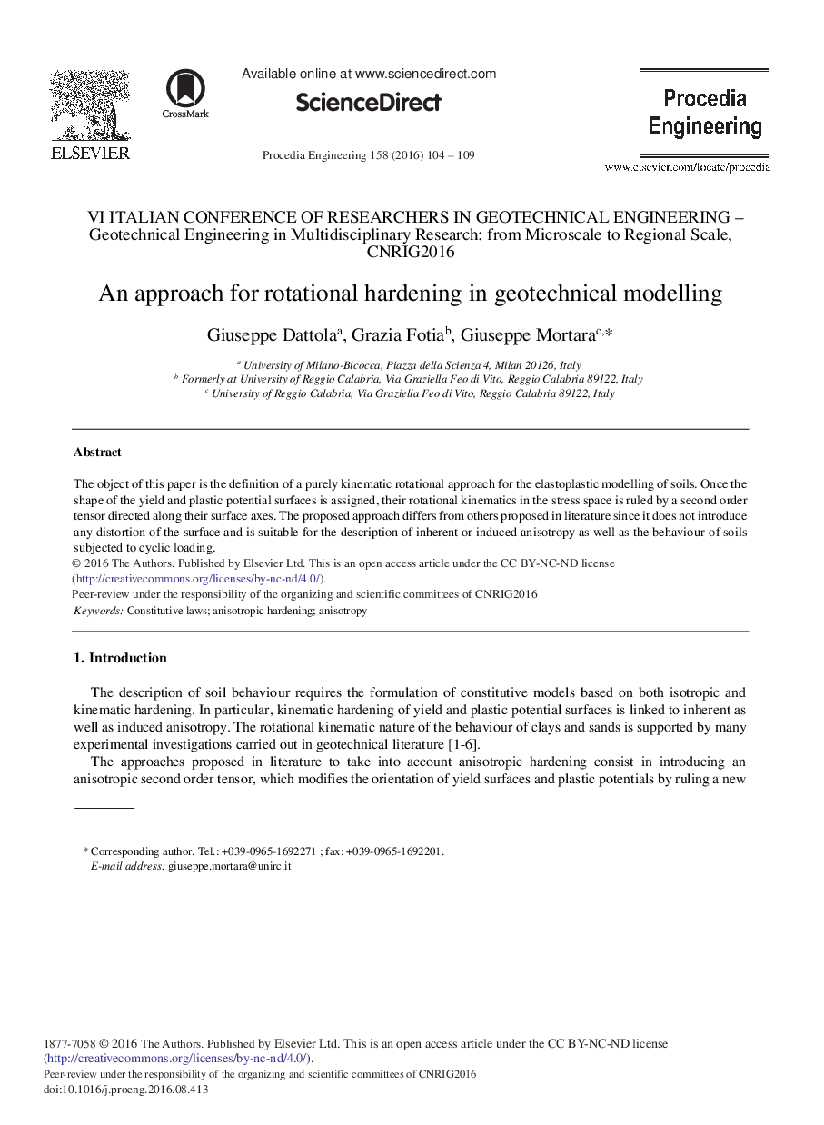 An Approach for Rotational Hardening in Geotechnical Modelling